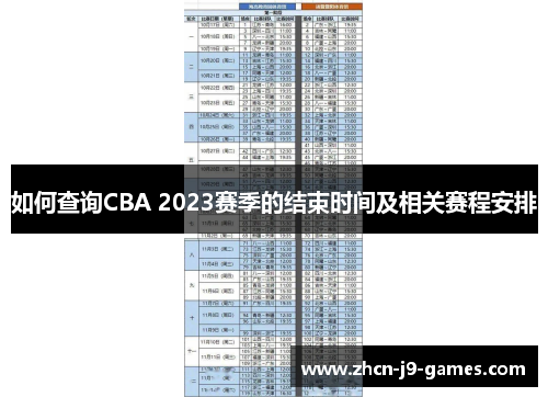 如何查询CBA 2023赛季的结束时间及相关赛程安排 如何查询CBA 2023赛季的结束时间及相关赛程安排
